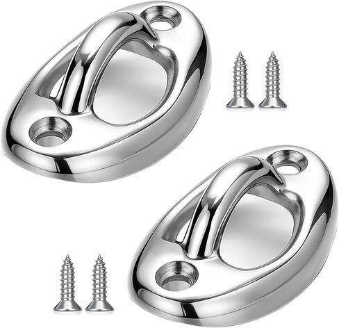 2PCS Curved Oval Rope Eyes with Screws Oval Shaped Curved Durable Hardware for Boats Decks and Outdoor Use Strong Rope Anchors for Secure Mounting in Saudi Arabia