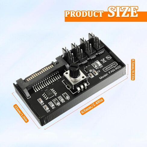 12V 4 Pin Cooling Fan Speed Knob Controller, PWM PC Chassis Fan Adapter Hub Power Supplied with SATA Interface for 4 Fans in Saudi Arabia