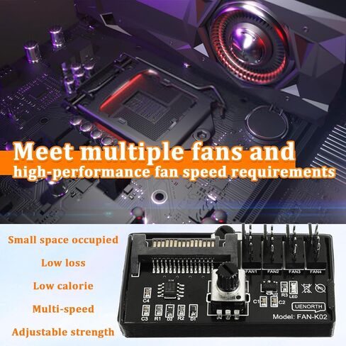 12V 4 Pin Cooling Fan Speed Knob Controller, PWM PC Chassis Fan Adapter Hub Power Supplied with SATA Interface for 4 Fans in Saudi Arabia