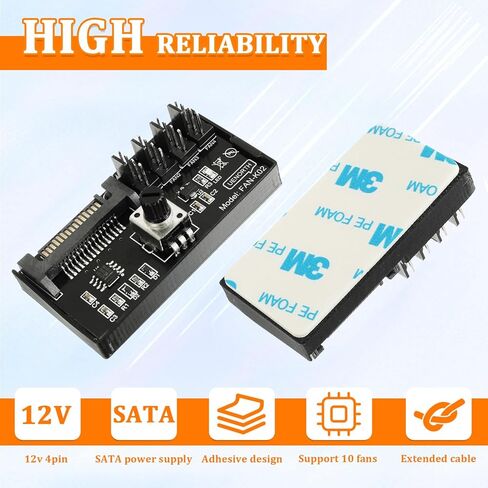 12V 4 Pin Cooling Fan Speed Knob Controller, PWM PC Chassis Fan Adapter Hub Power Supplied with SATA Interface for 4 Fans in Saudi Arabia