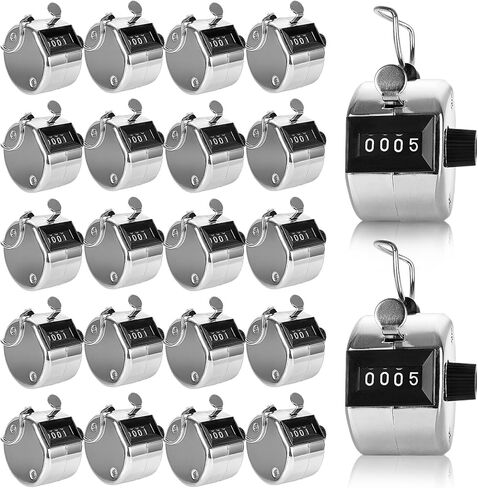20 Pack Clicker Counter, Metal Hand Tally Counter Clicker, 4 Digit Mechanical Palm Pitch Counter Clicker for Counting Numbers Golf Sports Events Office Stadium in Kuwait