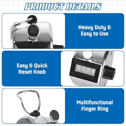 20 Pack Clicker Counter, Metal Hand Tally Counter Clicker, 4 Digit Mechanical Palm Pitch Counter Clicker for Counting Numbers Golf Sports Events Office Stadium in Kuwait