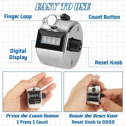 20 Pack Clicker Counter, Metal Hand Tally Counter Clicker, 4 Digit Mechanical Palm Pitch Counter Clicker for Counting Numbers Golf Sports Events Office Stadium in Kuwait
