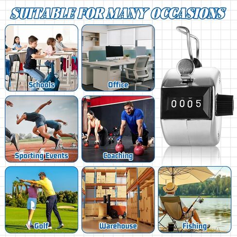 20 Pack Clicker Counter, Metal Hand Tally Counter Clicker, 4 Digit Mechanical Palm Pitch Counter Clicker for Counting Numbers Golf Sports Events Office Stadium in Kuwait