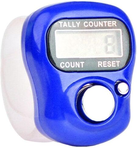 1Pc Blue 5 Digit LED Digital Row Counter, Display Counter Clicker, Handheld Number Click Counter, Electronic Finger Counter Hand Tally Counter with Ring for Golf, Track and Field Lap Counters in Kuwait