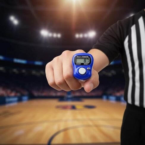 1Pc Blue 5 Digit LED Digital Row Counter, Display Counter Clicker, Handheld Number Click Counter, Electronic Finger Counter Hand Tally Counter with Ring for Golf, Track and Field Lap Counters in Kuwait