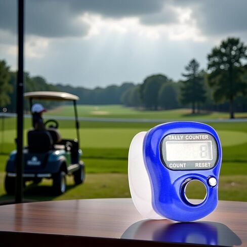 1Pc Blue 5 Digit LED Digital Row Counter, Display Counter Clicker, Handheld Number Click Counter, Electronic Finger Counter Hand Tally Counter with Ring for Golf, Track and Field Lap Counters in Kuwait