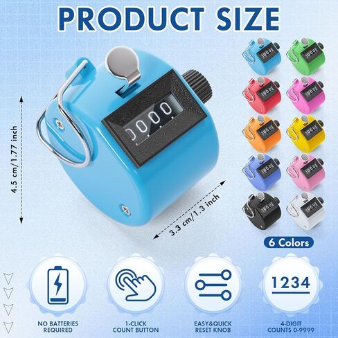Kingdder 40 Pcs Handheld Tally Counter, 4 Digit Number Clicker Counter, Metal Hand Mechanical Register for Coaching, Knitting, People, Golf and Row in Saudi Arabia