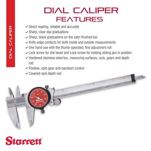 Starrett Starrett 120 سلسلة قرص من الفولاذ المقاوم للصدأ مع برغي قفل وحقيبة بلاستيكية ملائمة - وجه أحمر، نطاق 0-6 بوصة، تخرج .001 بوصة، دقة .001 بوصة - R120A-6 in Saudi Arabia