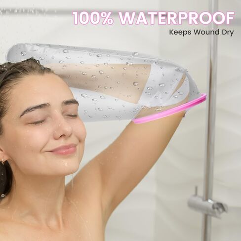 أغطية مصبوبة مقاومة للماء من CIVJET لذراع الدش للبالغين، حمالة الذراع للسباحة/الاستحمام بعد الجراحة، حمام قصير ودش وواقي غطاء للجروح، لوازم تعافي أكمام اليد/المعصم المكسورة، وردي in Kuwait