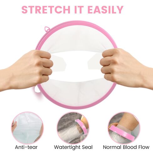 أغطية مصبوبة مقاومة للماء من CIVJET لذراع الدش للبالغين، حمالة الذراع للسباحة/الاستحمام بعد الجراحة، حمام قصير ودش وواقي غطاء للجروح، لوازم تعافي أكمام اليد/المعصم المكسورة، وردي in Kuwait