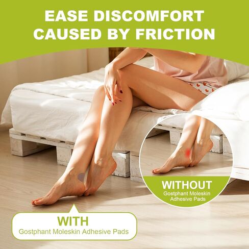 موليسكين للأقدام، وسادات لاصقة من موليسكين، رقعة جلد الشامة للبثور والأحذية وأصابع القدم والكعب | تعمل الوسادات الشريطية لمنع ظهور البثور على تقليل الاحتكاك - على شكل نصف قمر، 20 ورقة (إجمالي 40 قطعة) in Kuwait