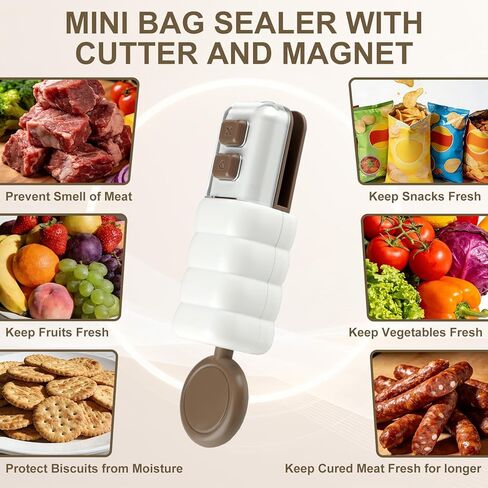 4 in 1 Mini Bag Sealer, Upgraded Mini Bag Sealer with Cutter and Magnet, USB C Rechargeable Chip Bag Sealer for Plastic Snack Bags, Bag Sealer Handheld for Food & Kitchen Storage (Pink) in Saudi Arabia