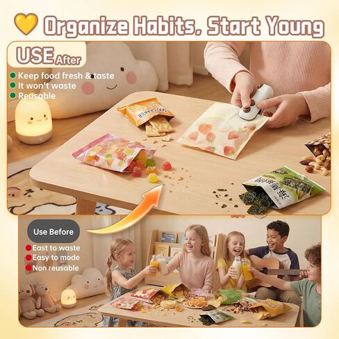 سدادة الأكياس، 2 في 1 حقيبة صغيرة قابلة لإعادة الشحن مع قاطع ومغناطيس، سدادة حرارية صغيرة للوجبات الخفيفة، آلة ختم صغيرة التصميم محمولة للمطبخ مع حقيبة وجبات خفيفة لطيفة (رمادي) in Kuwait