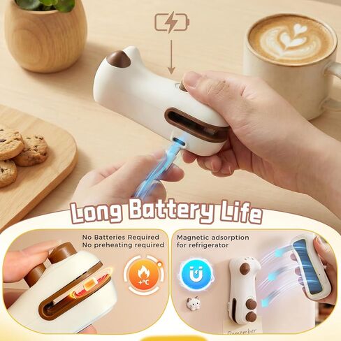 سدادة الأكياس، 2 في 1 حقيبة صغيرة قابلة لإعادة الشحن مع قاطع ومغناطيس، سدادة حرارية صغيرة للوجبات الخفيفة، آلة ختم صغيرة التصميم محمولة للمطبخ مع حقيبة وجبات خفيفة لطيفة (رمادي) in Kuwait