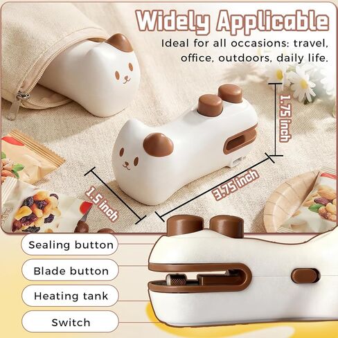 سدادة الأكياس، 2 في 1 حقيبة صغيرة قابلة لإعادة الشحن مع قاطع ومغناطيس، سدادة حرارية صغيرة للوجبات الخفيفة، آلة ختم صغيرة التصميم محمولة للمطبخ مع حقيبة وجبات خفيفة لطيفة (رمادي) in Kuwait