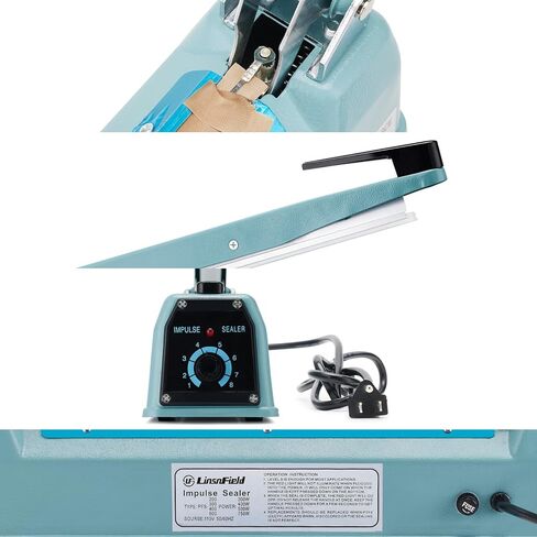 Commercial Bag Sealers 12 inch, 2mm Sealing Width Iron Impulse Sealer, Heavy Duty Manual Shrink Wrap Heat Sealer Machine with 1 Replacement Kits 2 Fuses, Blue in Kuwait