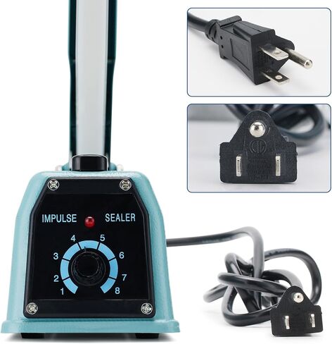 Commercial Bag Sealers 12 inch, 2mm Sealing Width Iron Impulse Sealer, Heavy Duty Manual Shrink Wrap Heat Sealer Machine with 1 Replacement Kits 2 Fuses, Blue in Kuwait