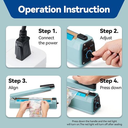 Commercial Bag Sealers 12 inch, 2mm Sealing Width Iron Impulse Sealer, Heavy Duty Manual Shrink Wrap Heat Sealer Machine with 1 Replacement Kits 2 Fuses, Blue in Kuwait