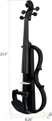 4/4 Electric Violin, Full Size Acoustic Silent Electric Violin for Beginner Adults Teens with Ebony Fittings, Case, Bow, Headphone, Rosin and Extra String (Black) in Kuwait