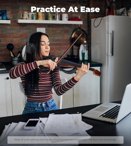 Vangoa Electric Violin 4/4 Full Size, Solid Wood Ebony Silent Violin with Professional Pickup & 3-Band EQ, Headless Lightweight Design, Beginner to Professional Electric Violin Kit, Brown in Saudi Arabia