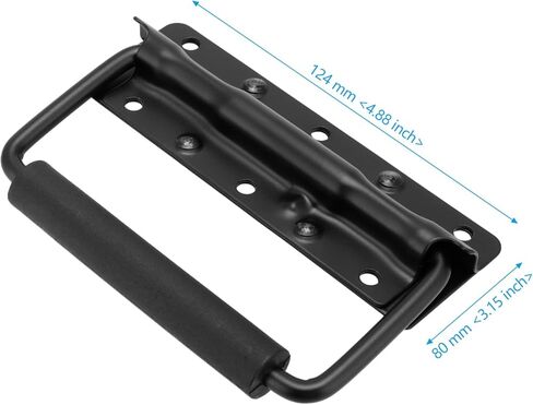 12 Pack 124mm Spring Loaded Case Handle, Folding Pull Handle, Surface Mount Chest Handles with Rubber Grip, Heavy Duty Chest Handle for Flight Case, Speaker, Cabinet, Black in Saudi Arabia