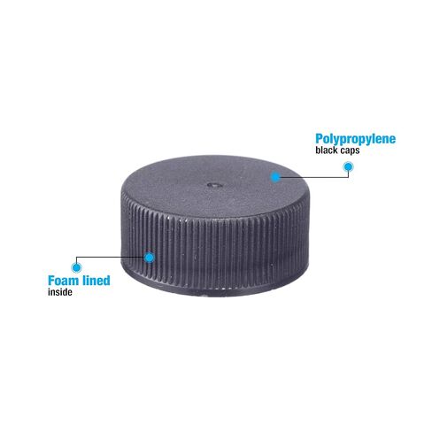 البلاستيك الموحد 41084 غطاء أسود مع بطانة F217، بولي بروبيلين، 24 مم، لمسة نهائية 24-400، 12 قطعة in Kuwait