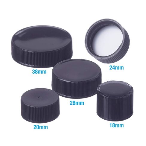 البلاستيك الموحد 41084 غطاء أسود مع بطانة F217، بولي بروبيلين، 24 مم، لمسة نهائية 24-400، 12 قطعة in Kuwait