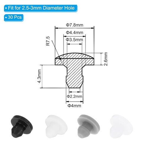 3.5mm Diameter Silicone Round Snap, 30 Pcs in Type Locking Furniture Hole Plug Button Protective Cover Cap Head Fit for 2.5-3.5mm Hole for Seal Bulkhead Cylinder Hole, Black in Saudi Arabia