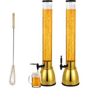 2 قطعة برج ميموزا 100 أونصة، موزعات مشروبات للحفلات، برج مشروبات كبير السعة يحمل 8.3 بيرة مع حنفية مانعة للتسرب وأنبوب ثلج، موزع بيرة طويل على الطاولة للمارجريتا والميموزا والسانجريا (2) in Kuwait