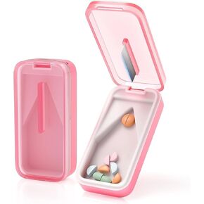 قطاعة حبوب الدواء من ديباد للحبوب الصغيرة والصغيرة، فاصل حبوب الدواء مع وسادة سيليكون قابلة للإزالة، قواطع أقراص للحبوب الصغيرة أو الكبيرة الاحترافية بشفرة حادة (وردي) in Kuwait