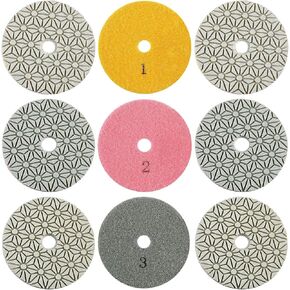 9 Pcs 4 in Polishing Pads for Angle Grinder, 3-Step Wet/Dry Kit, Stone & Concrete Polishing, 100 Mm in Kuwait