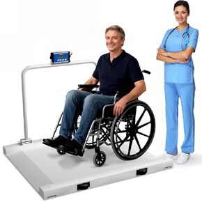 Adamson Wheelchair Scale – 1000 lb / 500 kg Roll-On Chair Scale with Ramp & Handles, Large Platform Medical & Bariatric Floor Scale for Home, Clinic & Facility in Kuwait