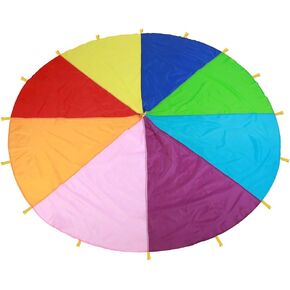 مظلة لعب قوس قزح للأطفال، مظلة لعب متعددة الألوان مع مقابض للتمرين في الهواء الطلق وأنشطة ساحة اللعب الجماعية وألعاب اللعب التعاونية للأطفال والعائلة (12 قدمًا؟ 3.6 م؟ 16) in Kuwait