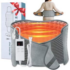 Heating Pad for Back Pain Relief, 12" x 24" + 26" XL Electric Heating Pad for Period Cramps with Loop Fastener for Hands-Free 360 Fit, 4 Timers & 6 Temperatures, Auto Shut-Off, Machine Washable in Kuwait