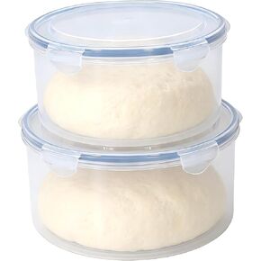 2Pack Dough Proofing Box,4.5/3 Qt Stackable Sourdough Pizza Proofing Container with Airtight Lid,Large Capacity Bread Proofing,Round Dough Proofing Bucket for Family Size Dough Box(Clear) in Kuwait