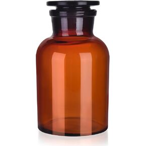 Lab Glass Reagent Bottle,Wide Mouth Glass Storage Bottle with Ground Stopper (Clear, 250, ml/min) in Kuwait