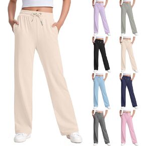 Girls Wide Leg Sweatpants Drawstring Elastic Waist Straight Baggy Lounge Pants Active Joggers Kids School Clothes in Saudi Arabia