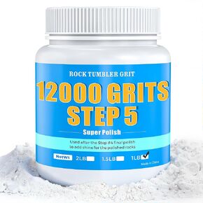 تلميع بهلوان الصخور 12000 - المرحلة النهائية من أكسيد الألومنيوم (الخطوة 5)، مسحوق تلميع فائق النعومة لللمسة النهائية المرآة واللمعان العالي، للصخور والأحجار الكريمة والزجاج، متوافق مع جميع أكواب الصخور، 1 رطل in Kuwait