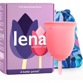Lena Menstrual Cup Original – Reusable Silicone Period Cup for Heavy Flow, 12-Hour Leak-Free Protection, Soft & Comfortable, Beginner-Friendly Design - Large, Purple in Kuwait