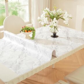 واقي طاولة ذو مظهر رخامي من OstepDecor مقاس 42 × 78 بوصة، بساط حماية مكتب من الفينيل صديق للبشرة ومقاوم للماء، غطاء بلاستيكي مقاوم للزيت قابل للمسح لمدة 24 ساعة لتناول الطعام وطاولة القهوة وخزانة الملابس in Kuwait