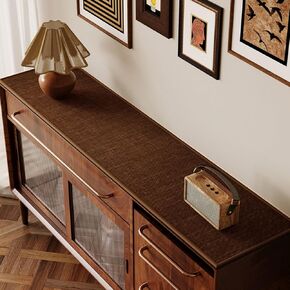 Sideboard Buffet Cabinet Cover, Super Absorbent Mat for Wood Buffet Table, Anti-slip Top Protector for Coffee Bar Cabinet, Table Pad for Kitchen,Dining Room (Coffee, 15.7''X66'') in Saudi Arabia