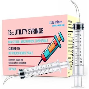 LA MIERE Wisdom Teeth Syringes, 5Packs 12cc Irrigation Dental Syringes with Measure Scale & Curved Tip for Dental Care Liquid Oral Tonsil Stone in Kuwait