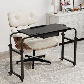 GiftGo Overbed Table with Wheels Rolling Laptop Desk Cart Table Height and Length Adjustable for Hospital and Home Use Over The Bed Table with Storage Drawer and Cup Holder (White, 31.5 to 47) in Saudi Arabia