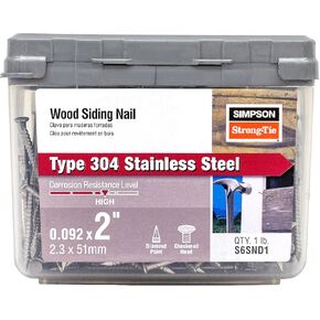 Simpson Strong-Tie S6SND1 Wood Siding Nail 2-in. x .092-in. Type 304 Stainless Steel (1 lb.) (Pack of 10) in Kuwait
