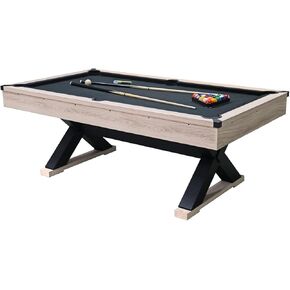 7 FT Pool Table, 84" Billiard Tables with 2 Cue Sticks, Billiard Balls, Cues, Cleaning Brush, X-Legs in Kuwait