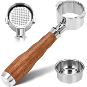 51mm Bottomless Portafilter 2 Ears for Delonghi ECP3420/EC155/BCO430/EC260,Stainless Steel Filter Basket and Walnut Handle in Saudi Arabia
