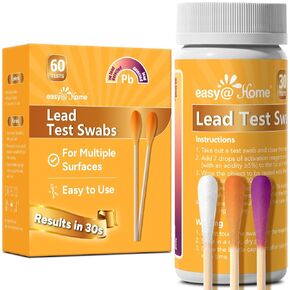 Easy@Home Lead Test Kit – 60 Rapid Swabs with 30‑Second Colour‑Change Results – Surface Lead Screen for Painted Walls, Woodwork, Cabinets, Furniture, Toys, Dishes & Exposed Plumbing #EZLT-S:60 in Kuwait