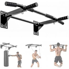 Pull Up Bar Wall Mounted - Multifunctional Wall Mounted Pull Up Bar for Home Gym, Workout Strength Training Equipment, Chin-Up Bar with 2 Suspension Anchors, Fits 16" & 24" Studs in Saudi Arabia