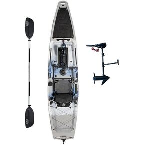 Brooklyn 12.5 Pro Pedal Propeller Drive Fishing Kayak من BKC، قارب كاياك فردي للجلوس على القمة مع نظام الدفة، تخزين جاف، حاملات قضبان وسعة 550 رطل in Kuwait